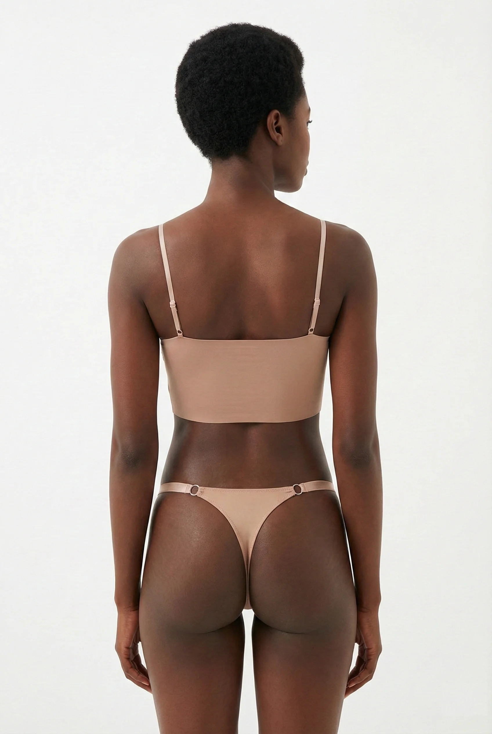 LunaIntim Kadın Tanga Külot Bel Ayarlanabilir Saten İpli Nude - Yan Görünüm